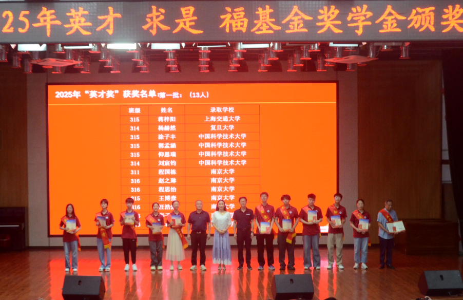 野寨中学举行2025年“英才奖”、“求是”奖、“福基金” 奖助学金颁奖仪式